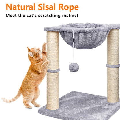 welpino Small Cat Tree – Scratching Post with Hammock & Toy