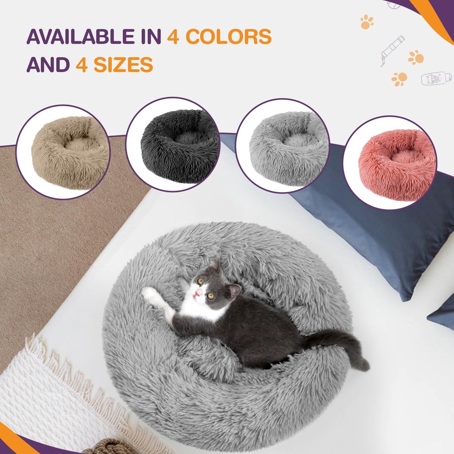 welpino Donut Bed for Cats & Dogs – Soft, Calming & Anti-Slip