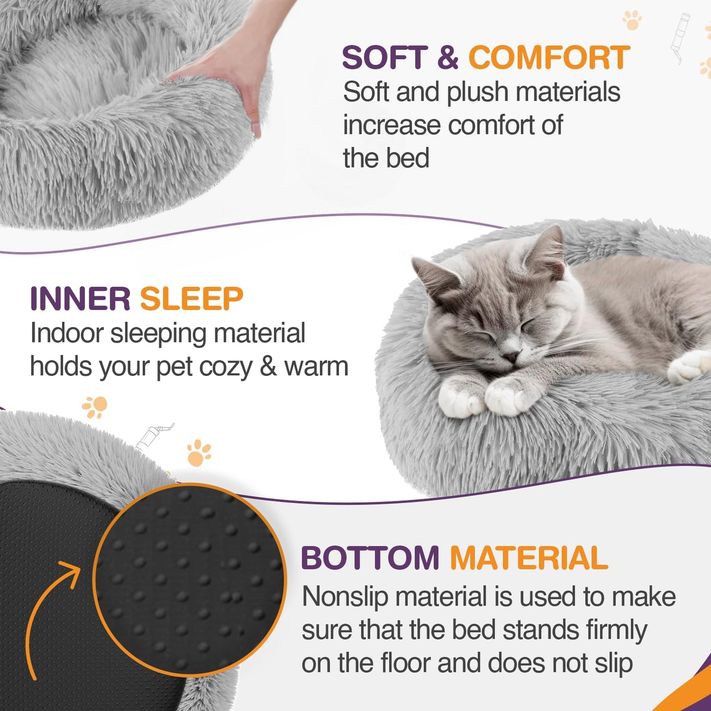 welpino Donut Bed for Cats & Dogs – Soft, Calming & Anti-Slip