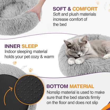welpino Donut Bed for Cats & Dogs – Soft, Calming & Anti-Slip