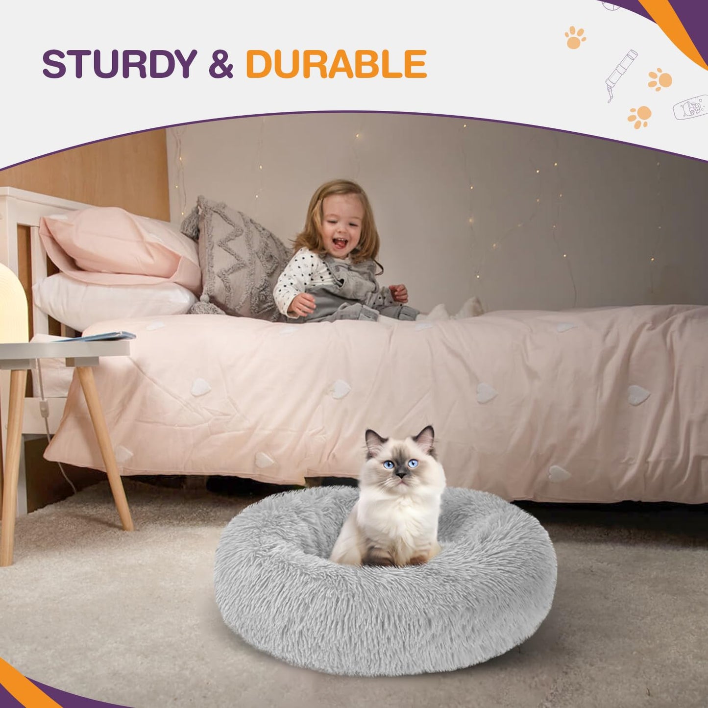 welpino Donut Bed for Cats & Dogs – Soft, Calming & Anti-Slip