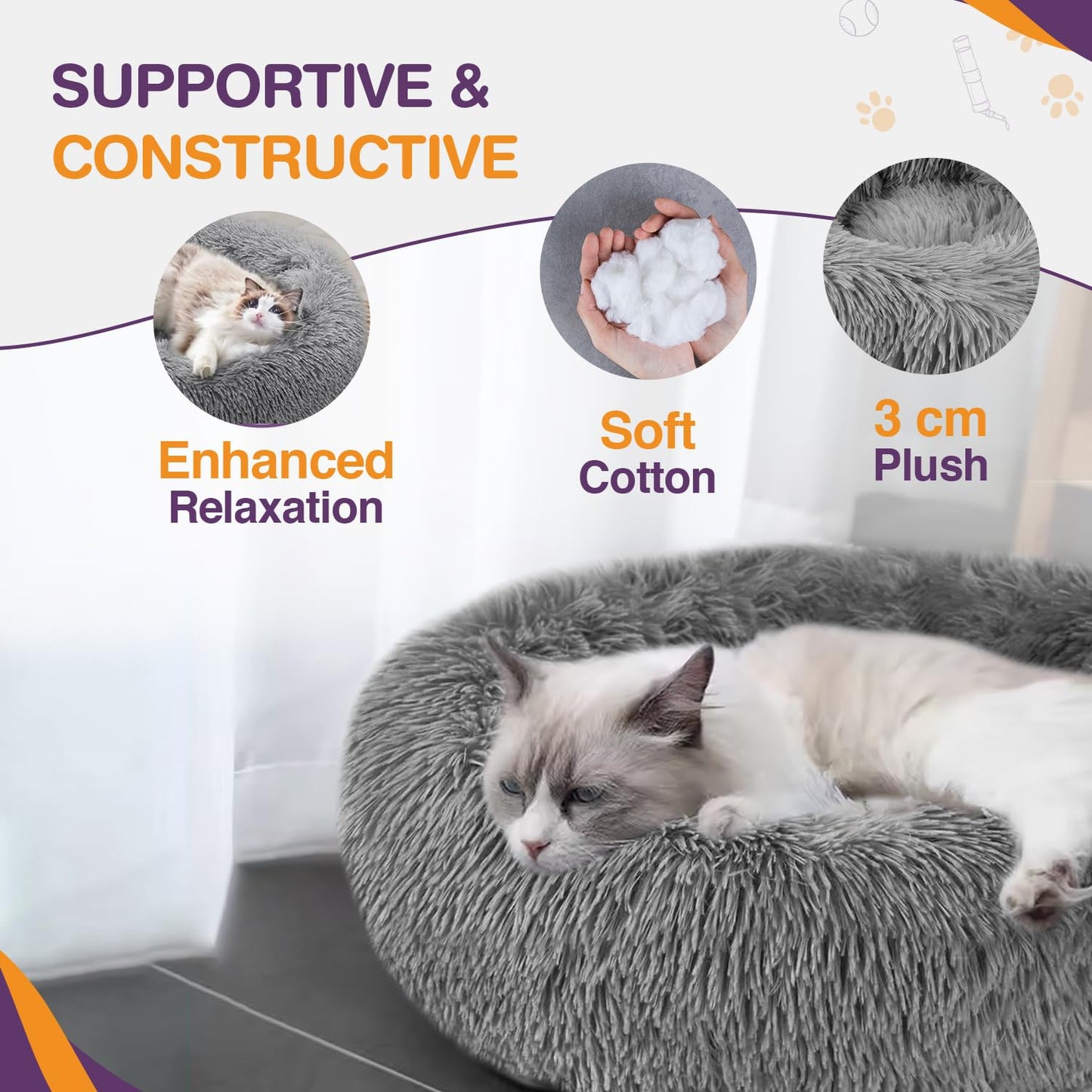 welpino Donut Bed for Cats & Dogs – Soft, Calming & Anti-Slip