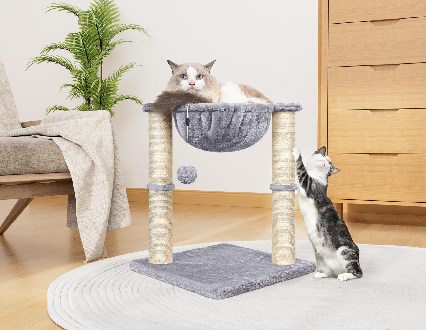 welpino Small Cat Tree – Scratching Post with Hammock & Toy